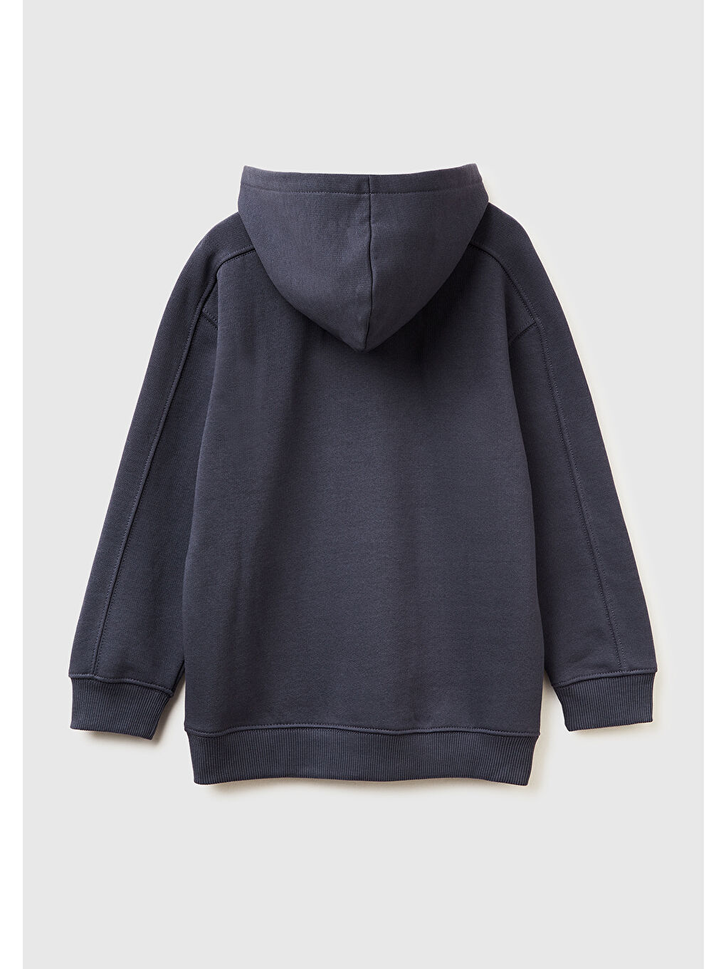 Erkek Çocuk Koyu Gri Önü Baskılı Düşük Omuzlu Kapüşonlu Sweatshirt-1