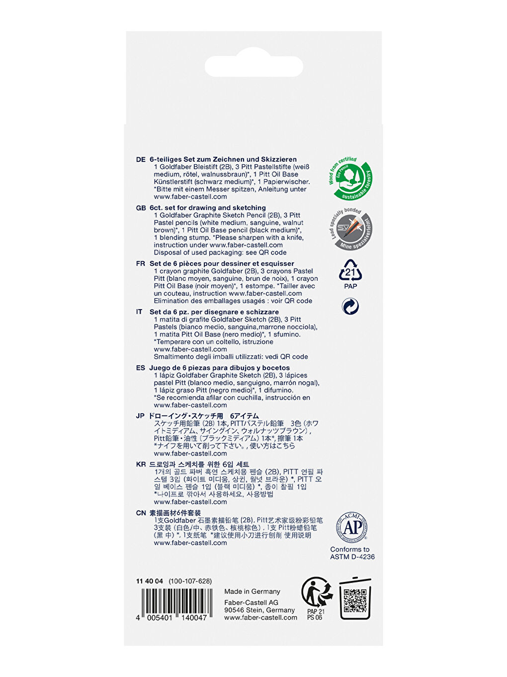 Klasik Sketch Seti 6 Parça, Goldfaber 2B Kalem, Pitt Monochrome, Pitt Pastel, Karıştırma Kalemi-4