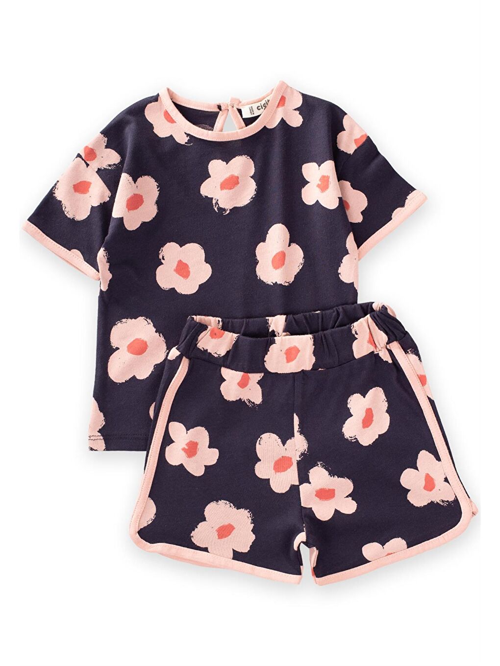 Lacivert Kız Çocuk Desenli Takım