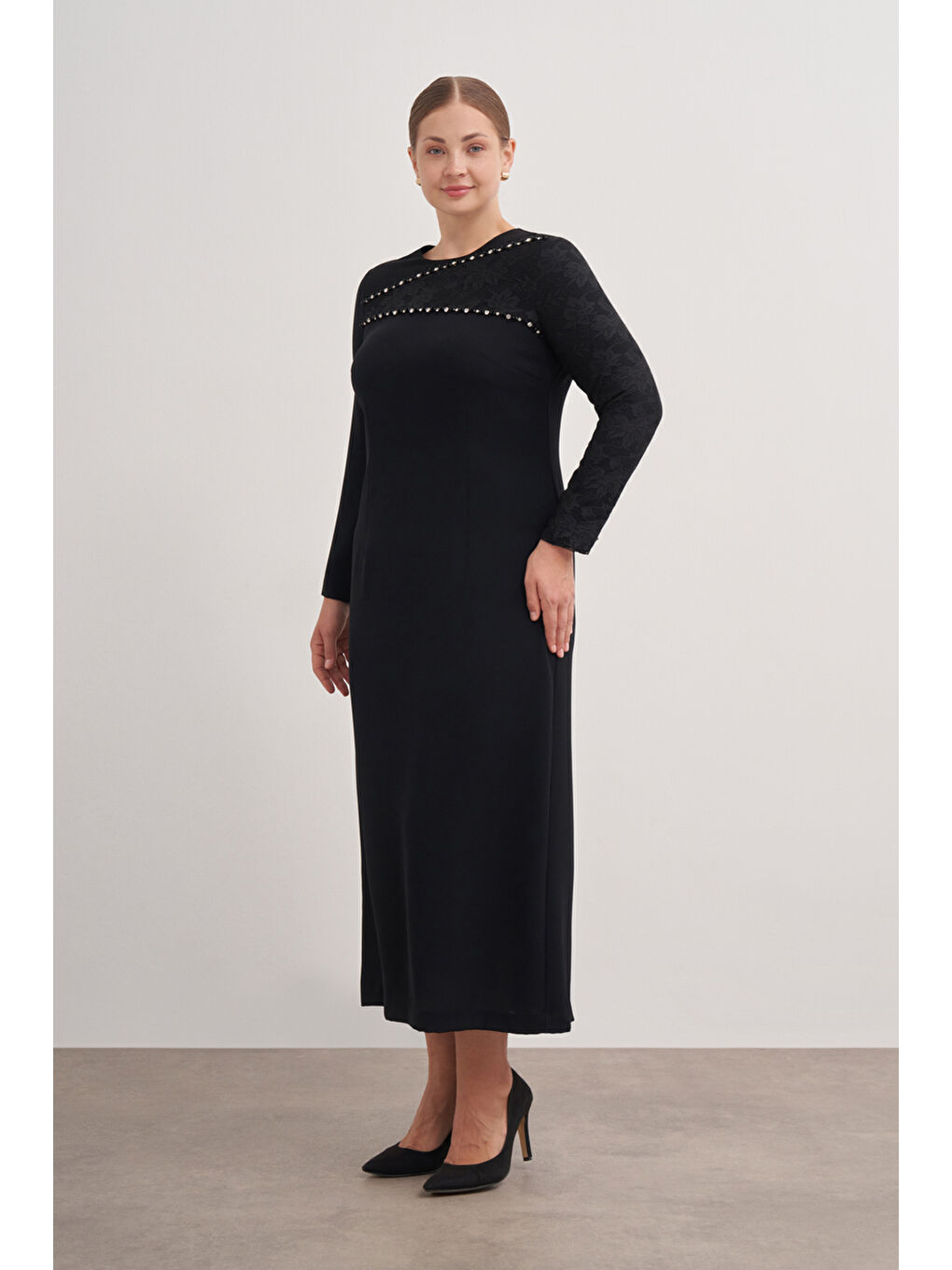 Siyah 4636112 Abiye Elbise-2