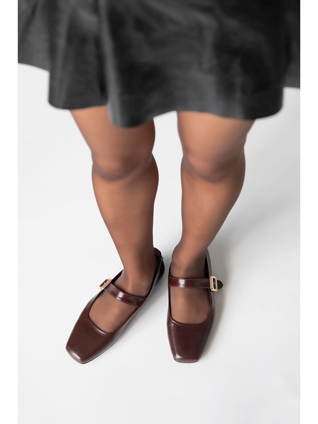 Carlisa Kadın Kemer Detay Kırışık Deri Babet Bordo-1