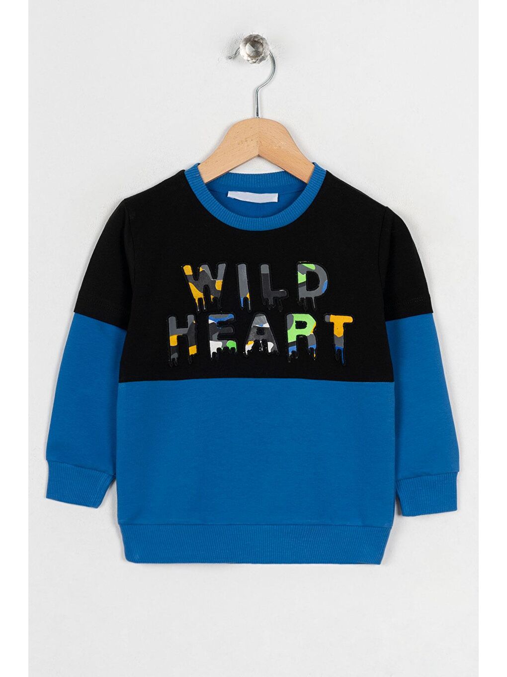 Mavi Bisiklet Yaka Uzun Kol Siyah Saks Renk Erkek Çocuk Sweatshirt