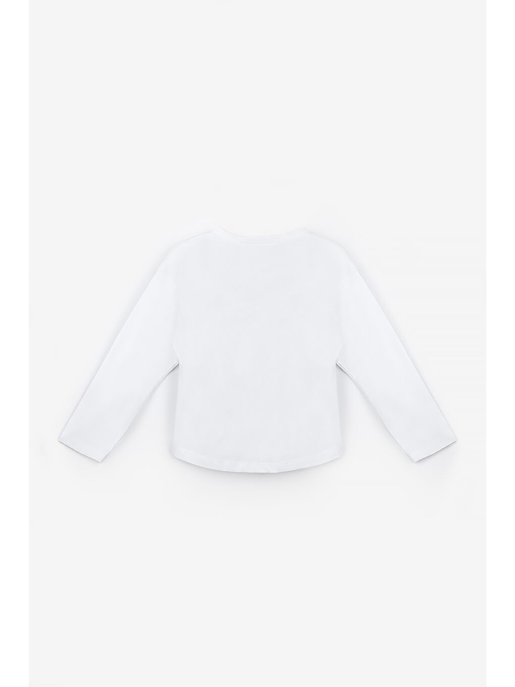 Beyaz Uzun Kollu Penye Basic Çocuk Tişört-1