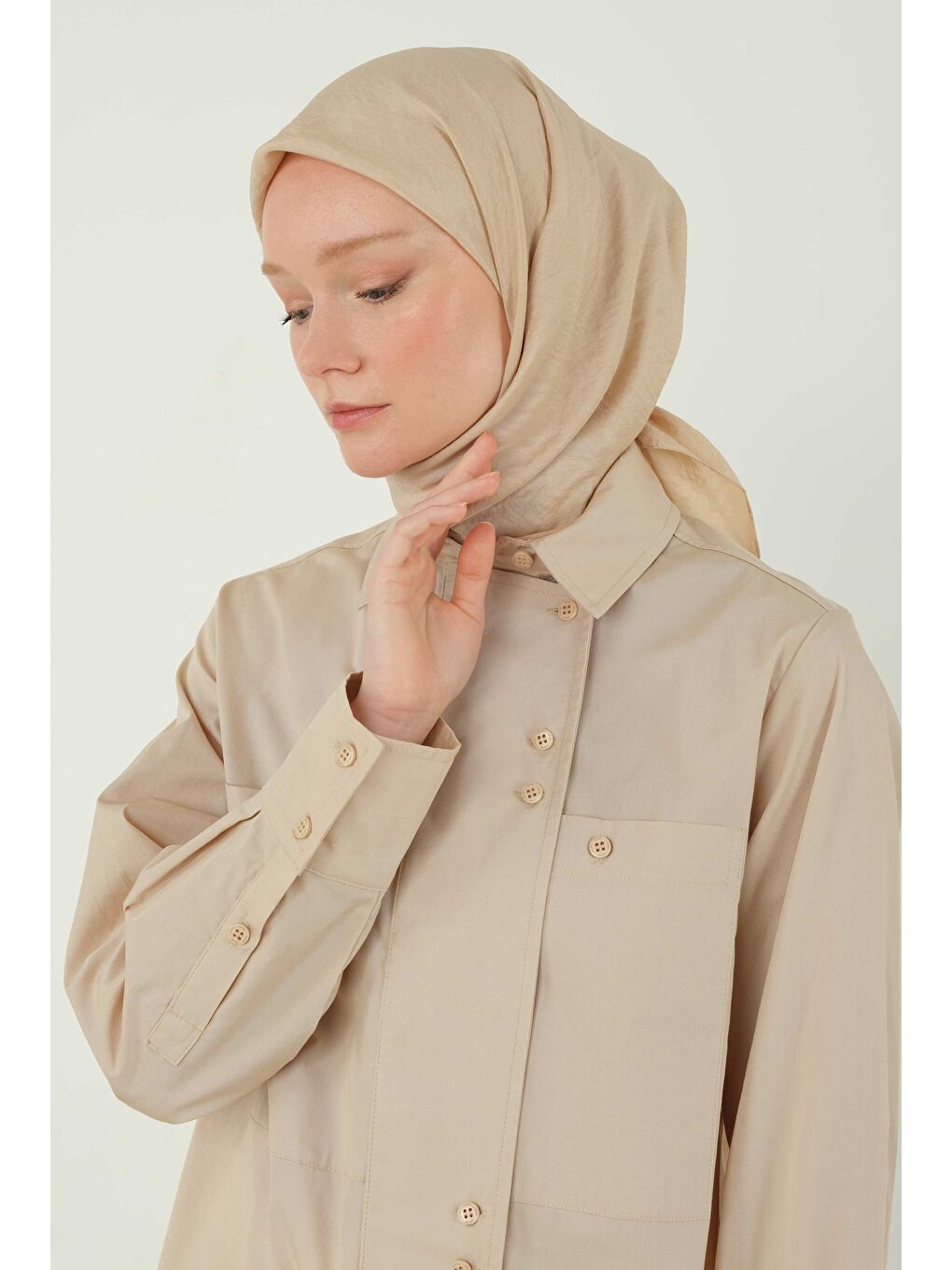 Bej Soft Kraş Eşarp Nude