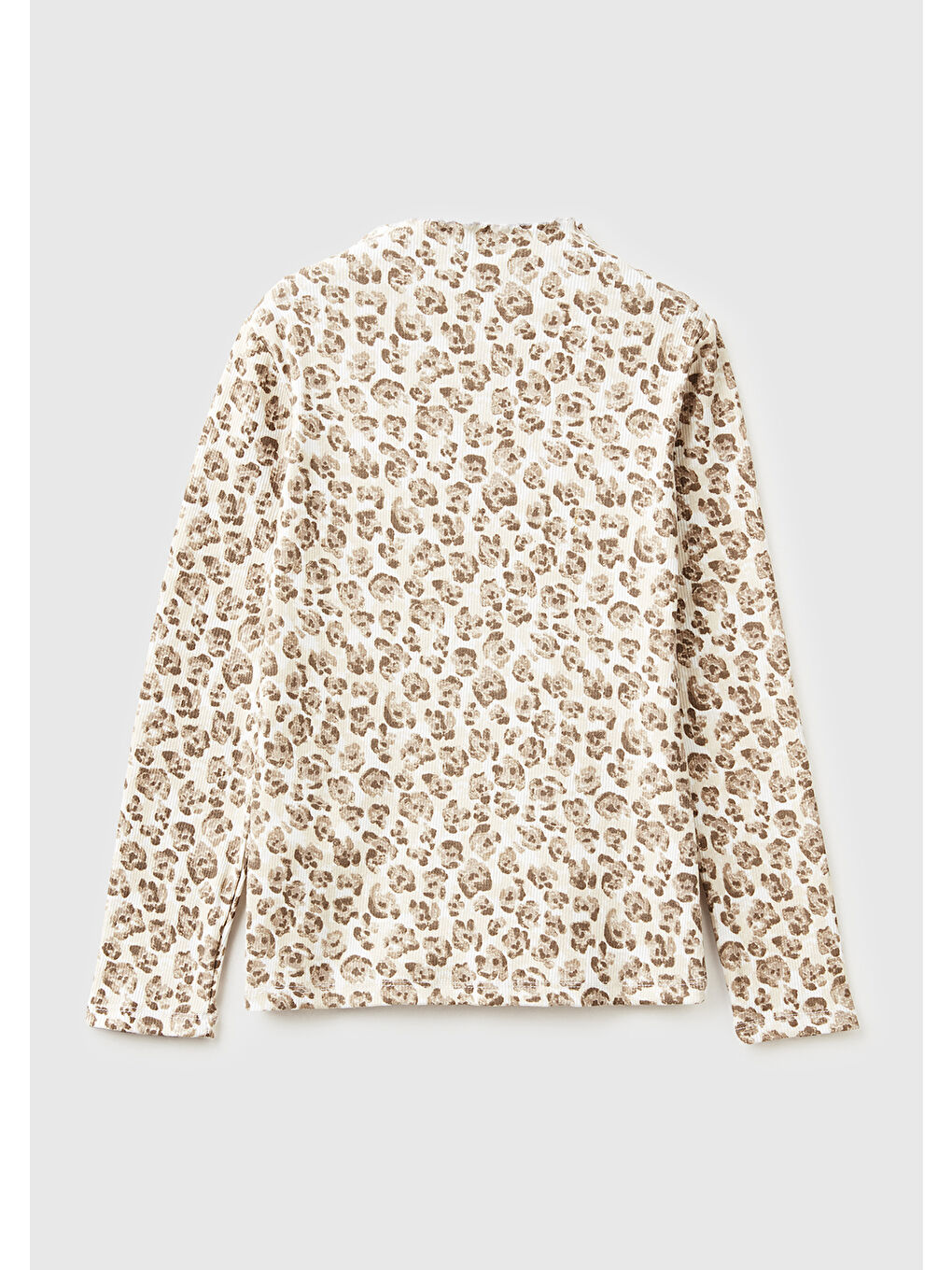 Kız Çocuk Bej Tamamı Baskılı Logo Etiketli Bebe Yaka Uzun Kollu T-Shirt-1