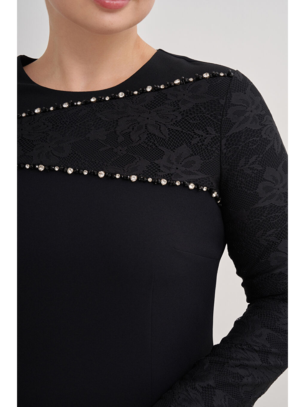 Siyah 4636112 Abiye Elbise-4