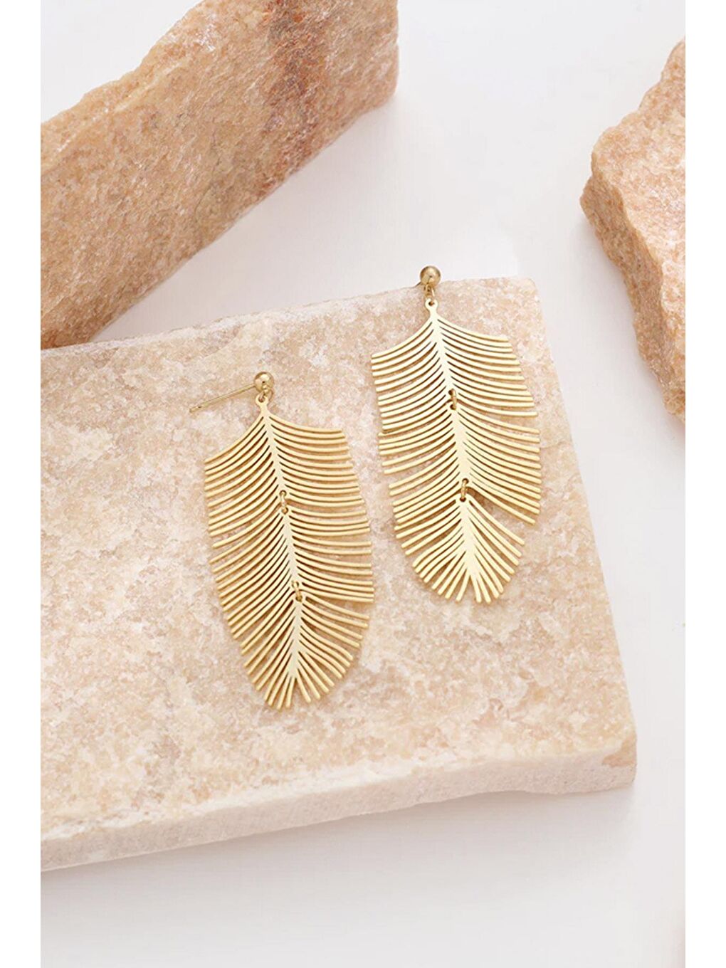 Sarı Altın Yaprak Küpe-1