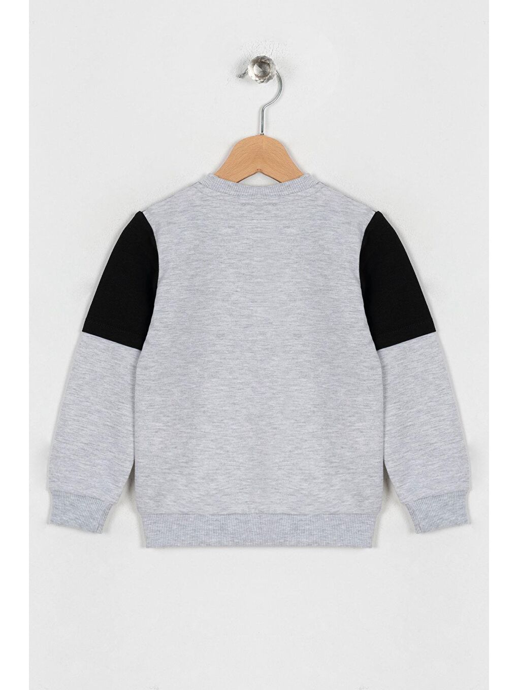 Bisiklet Yaka Uzun Kol Siyah Gri Renk Erkek Çocuk Sweatshirt-1