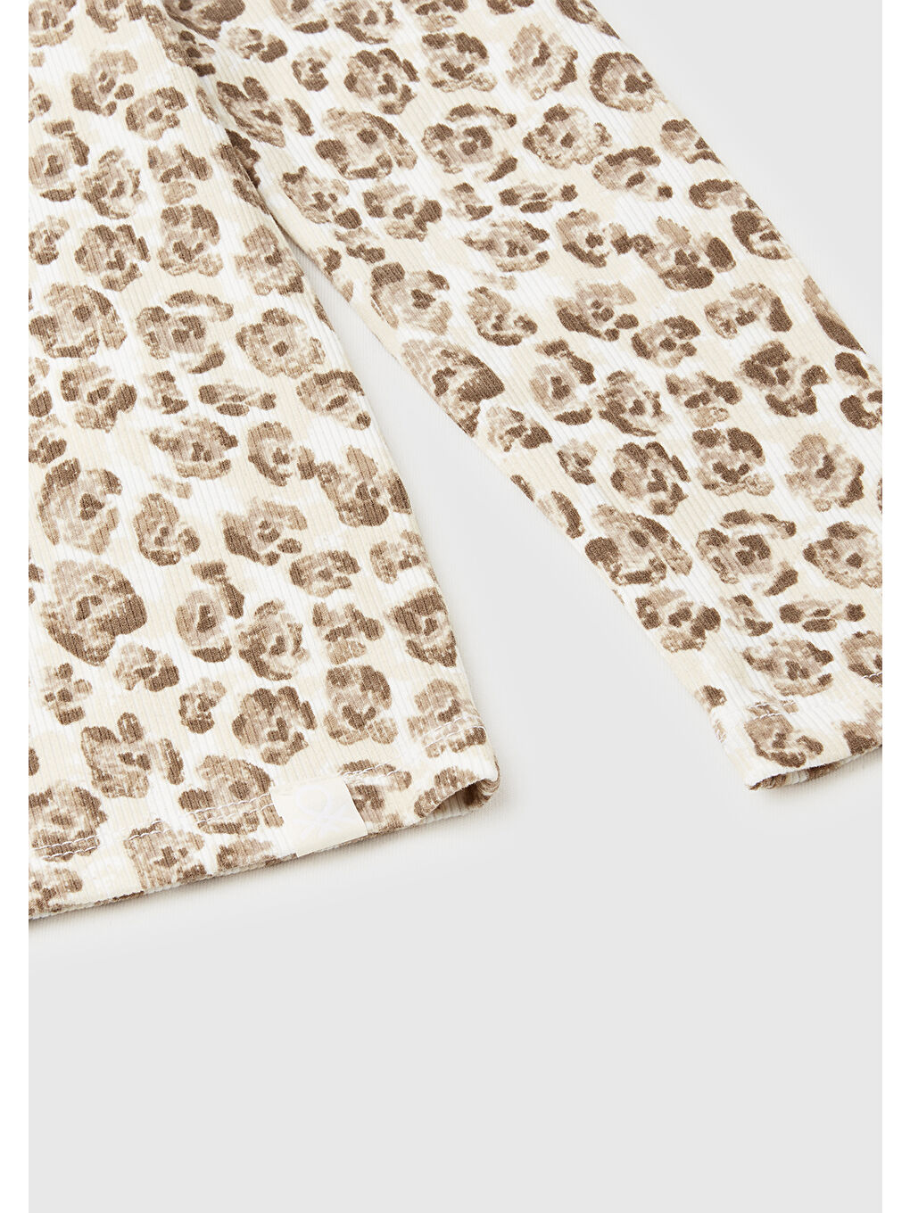 Kız Çocuk Bej Tamamı Baskılı Logo Etiketli Bebe Yaka Uzun Kollu T-Shirt-2