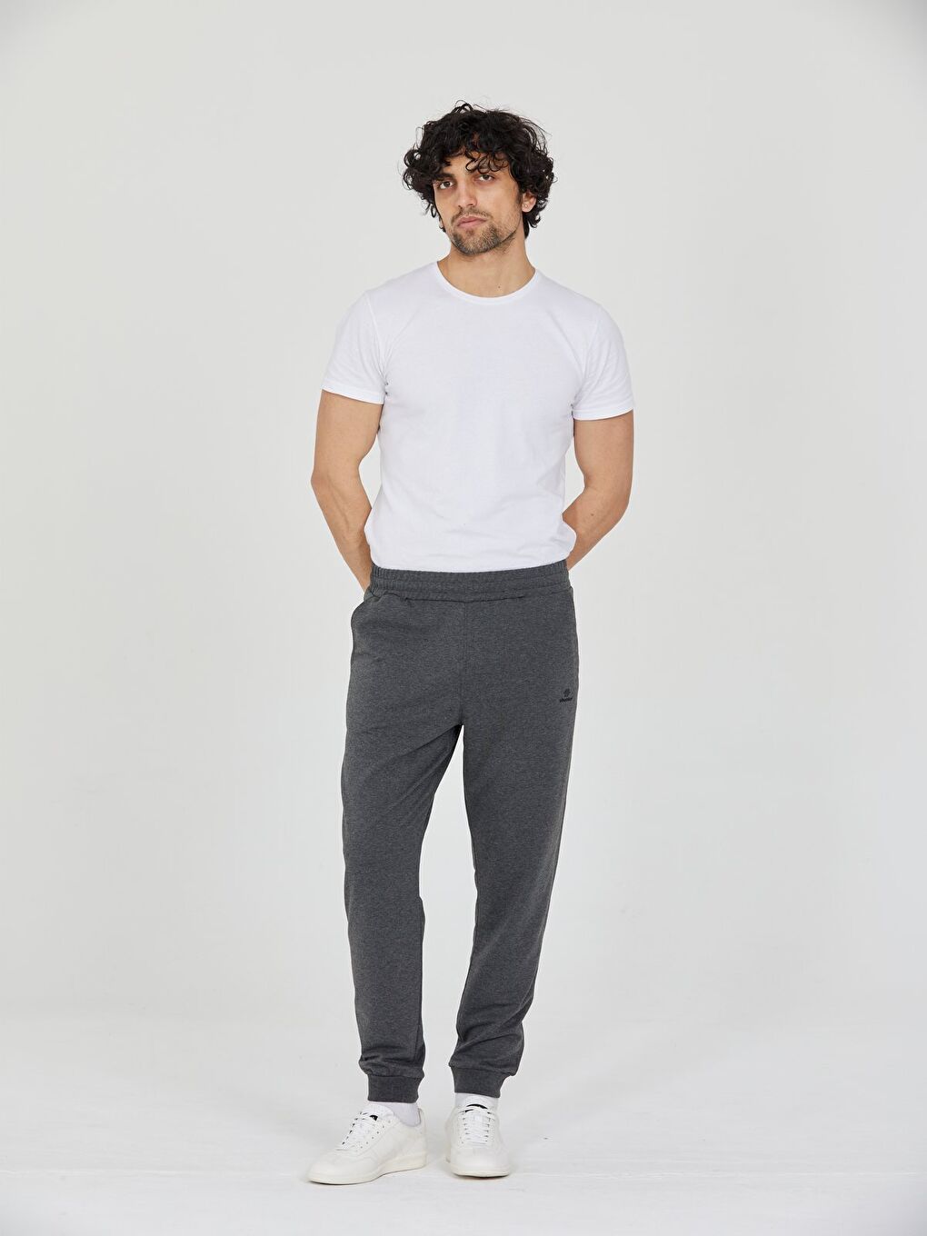 Antrasit Erkek Slim Fit Eşofman Altı Lastikli Paça Günlük Spor Alt Yan Cepli-5