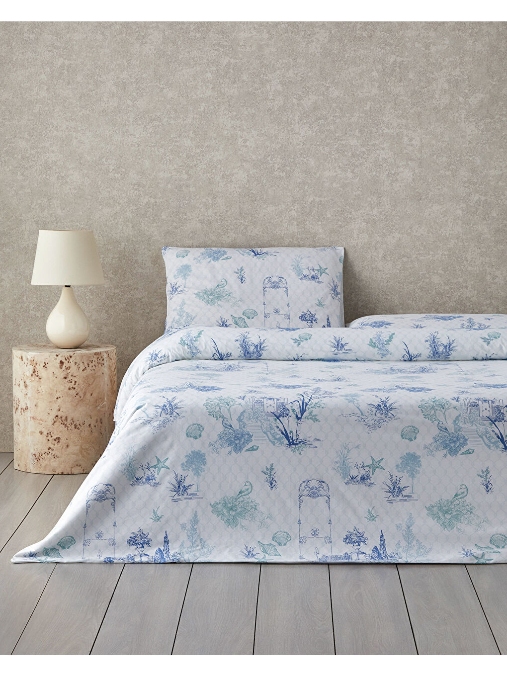 Coastal Allure Pamuklu Çift Kişilik Nevresim Seti 200x220 cm Mavi - Yeşil