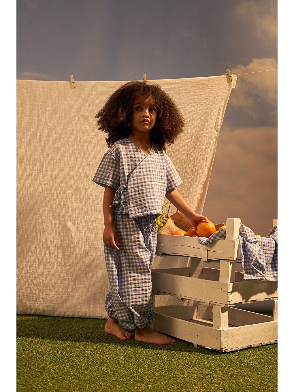 Mavi Daisy Picnic Serisi Kruvaze Takım