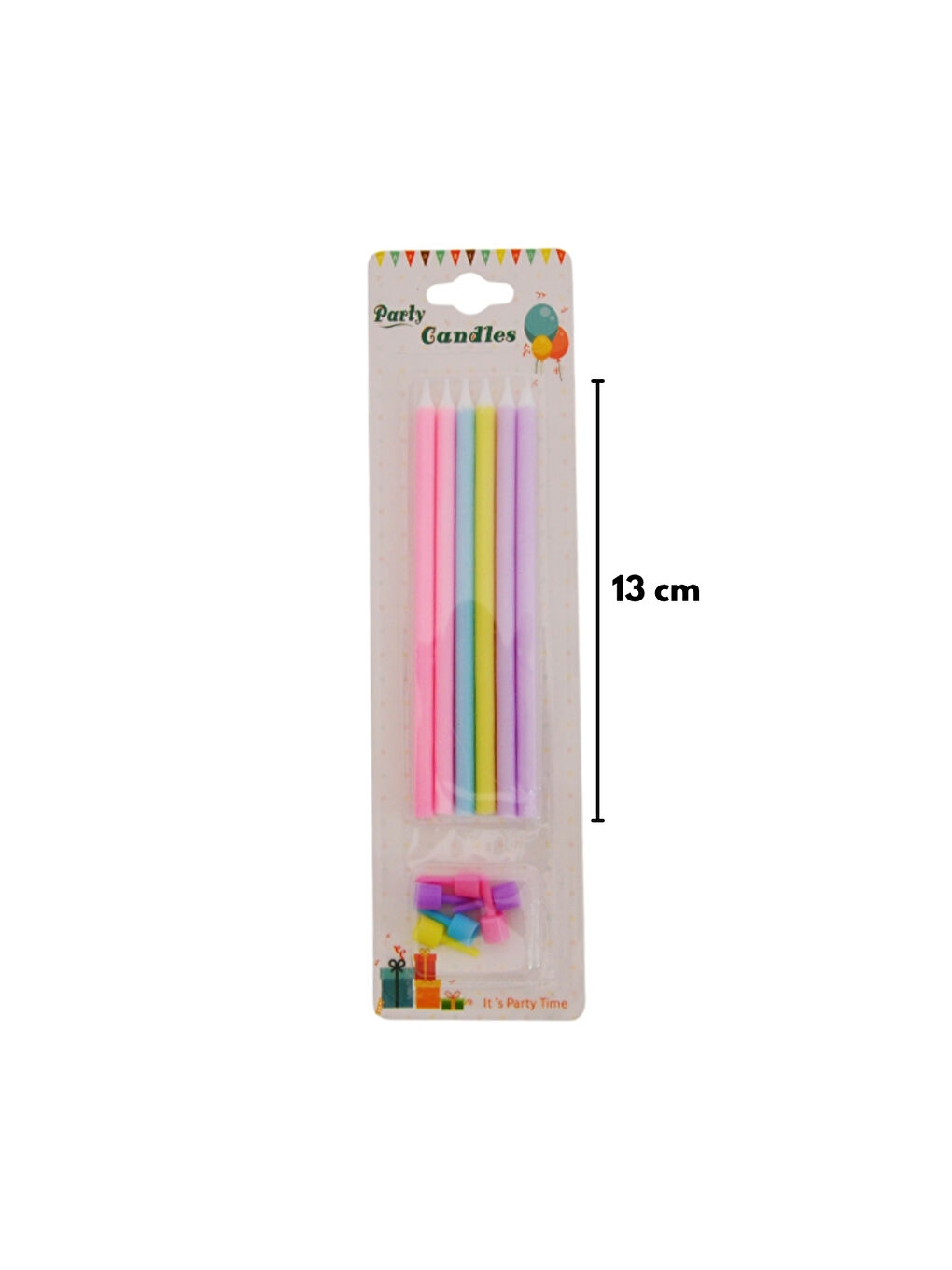 Karışık Çok Renkli 6'lı Makaron Parti Mumu-2