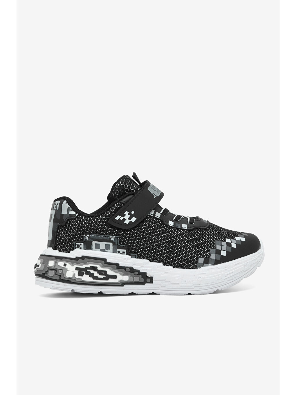 Çocuk Unisex Siyah Rahat Kalıp Nefes Alabilen Cırtlı Işıklı Sneaker