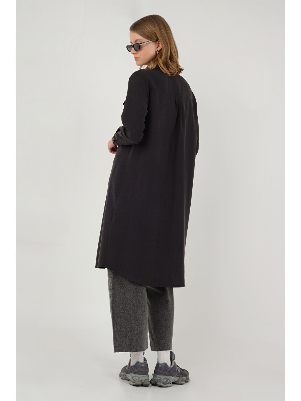 Parçalı Modal Gömlek Siyah-2