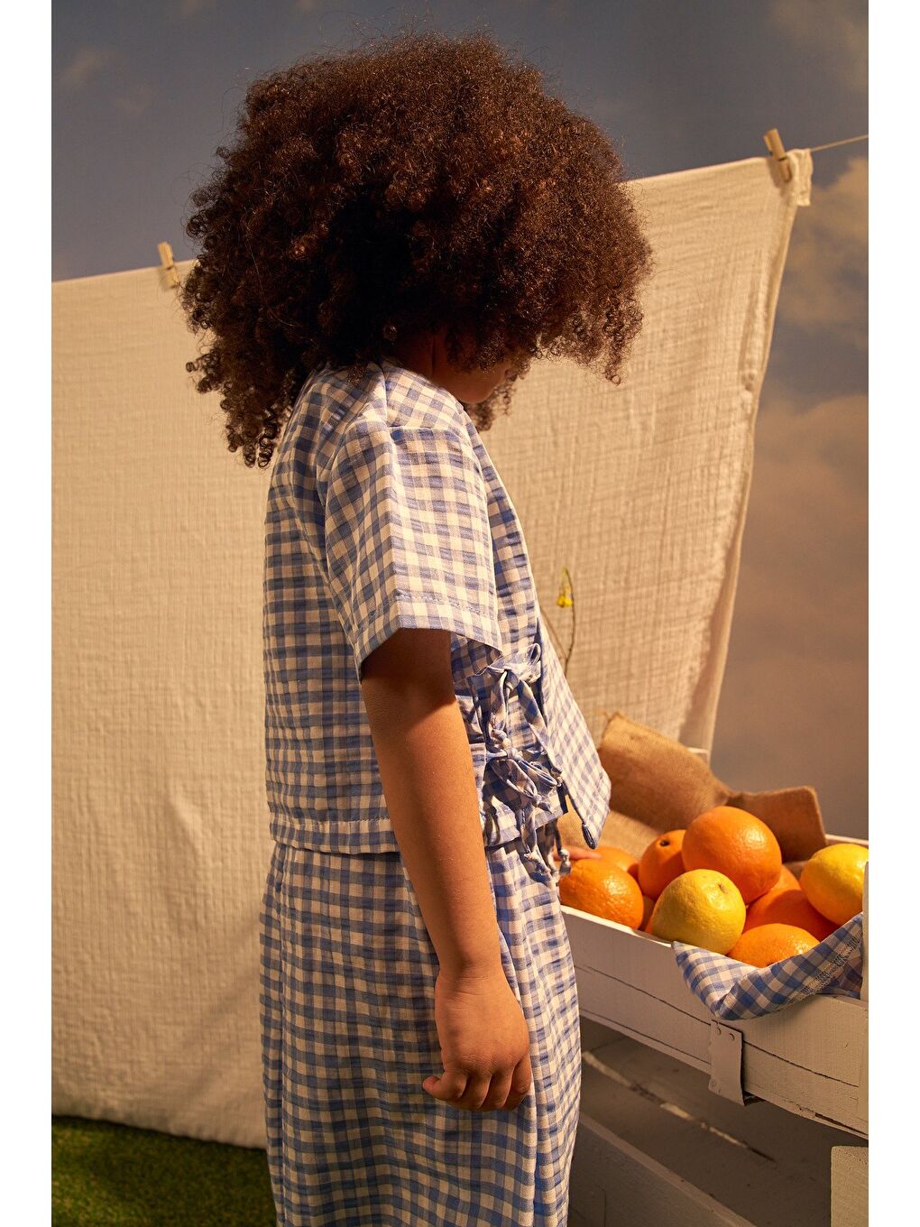 Mavi Daisy Picnic Serisi Kruvaze Takım-1