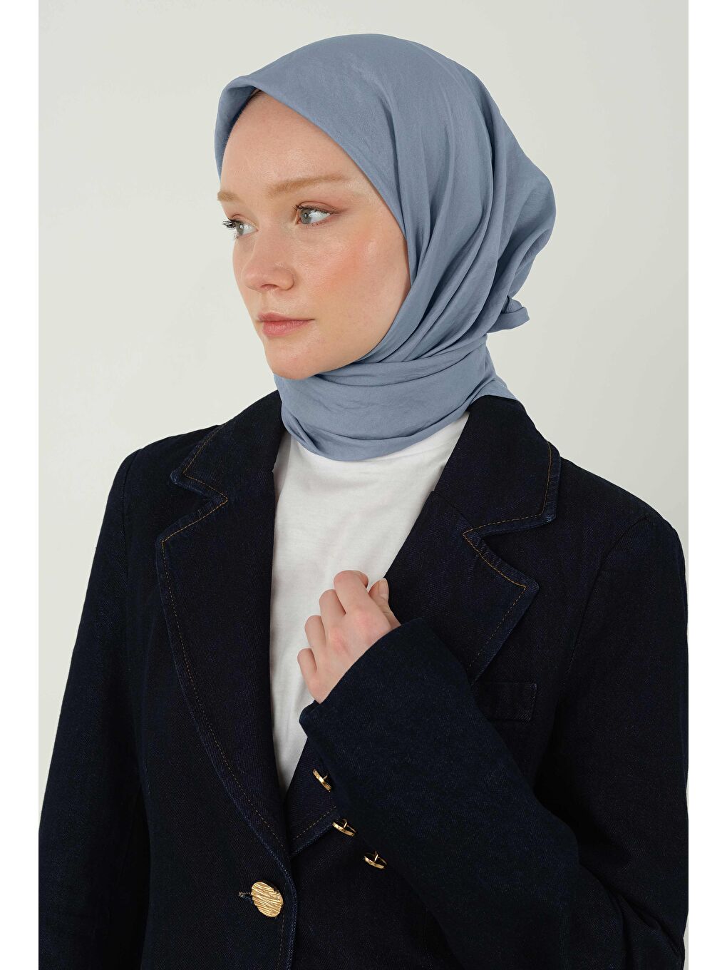 Soft Kraş Eşarp Pastel Mavi-1