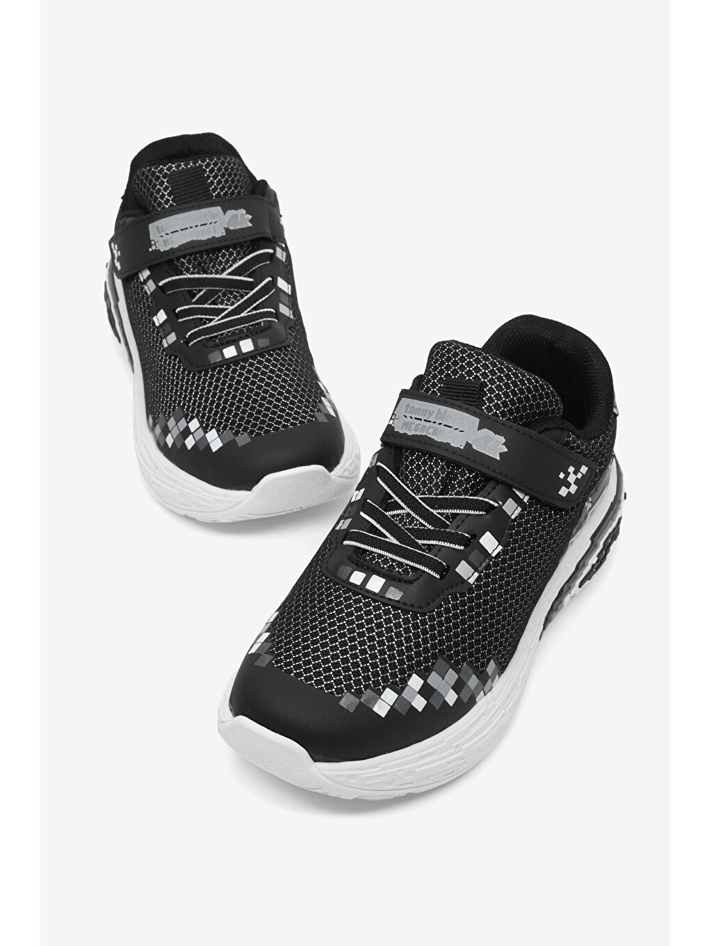 Çocuk Unisex Siyah Rahat Kalıp Nefes Alabilen Cırtlı Işıklı Sneaker-1