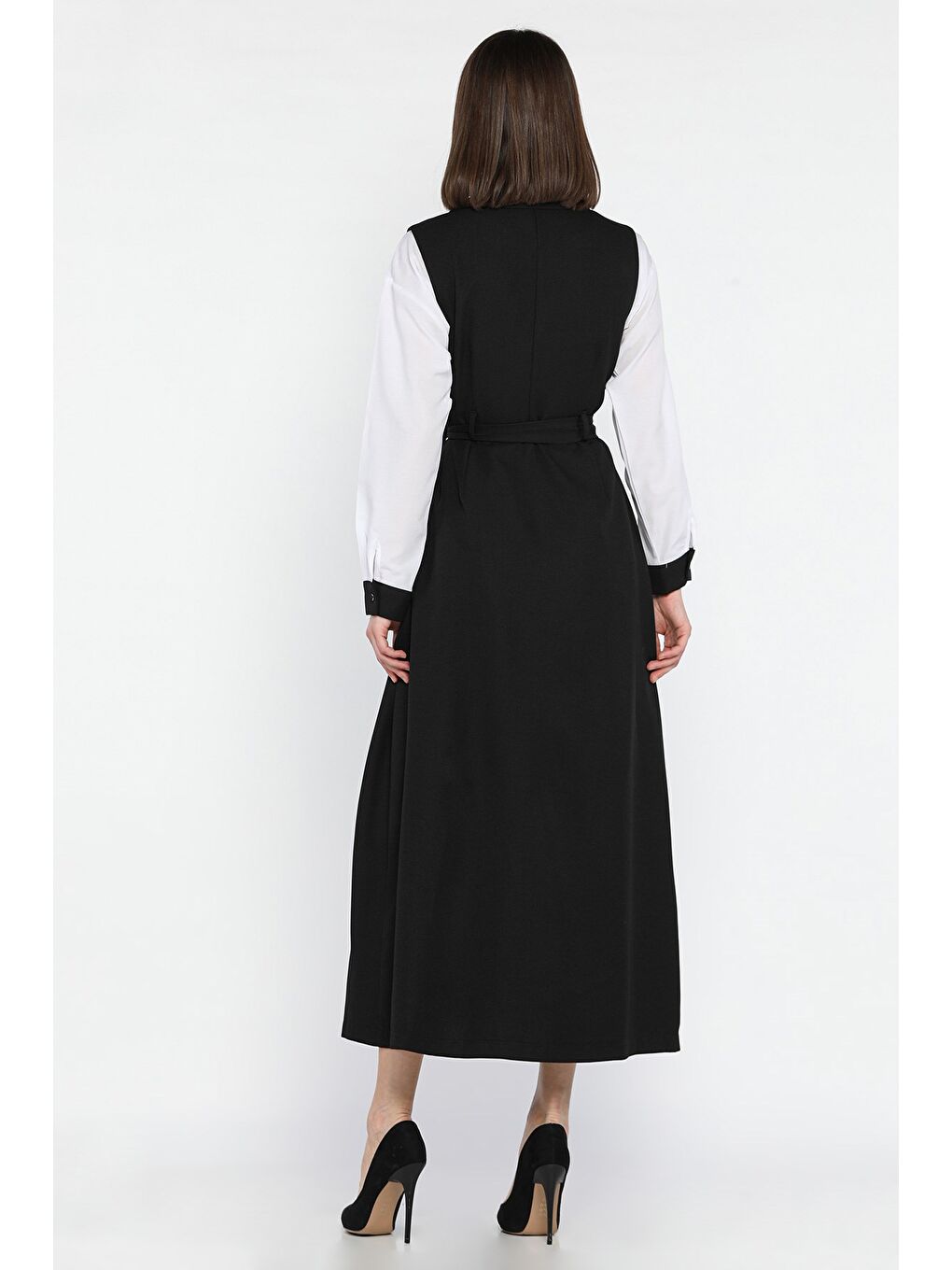 Siyah Kadın Gömlek Elbise İkili Takım-3