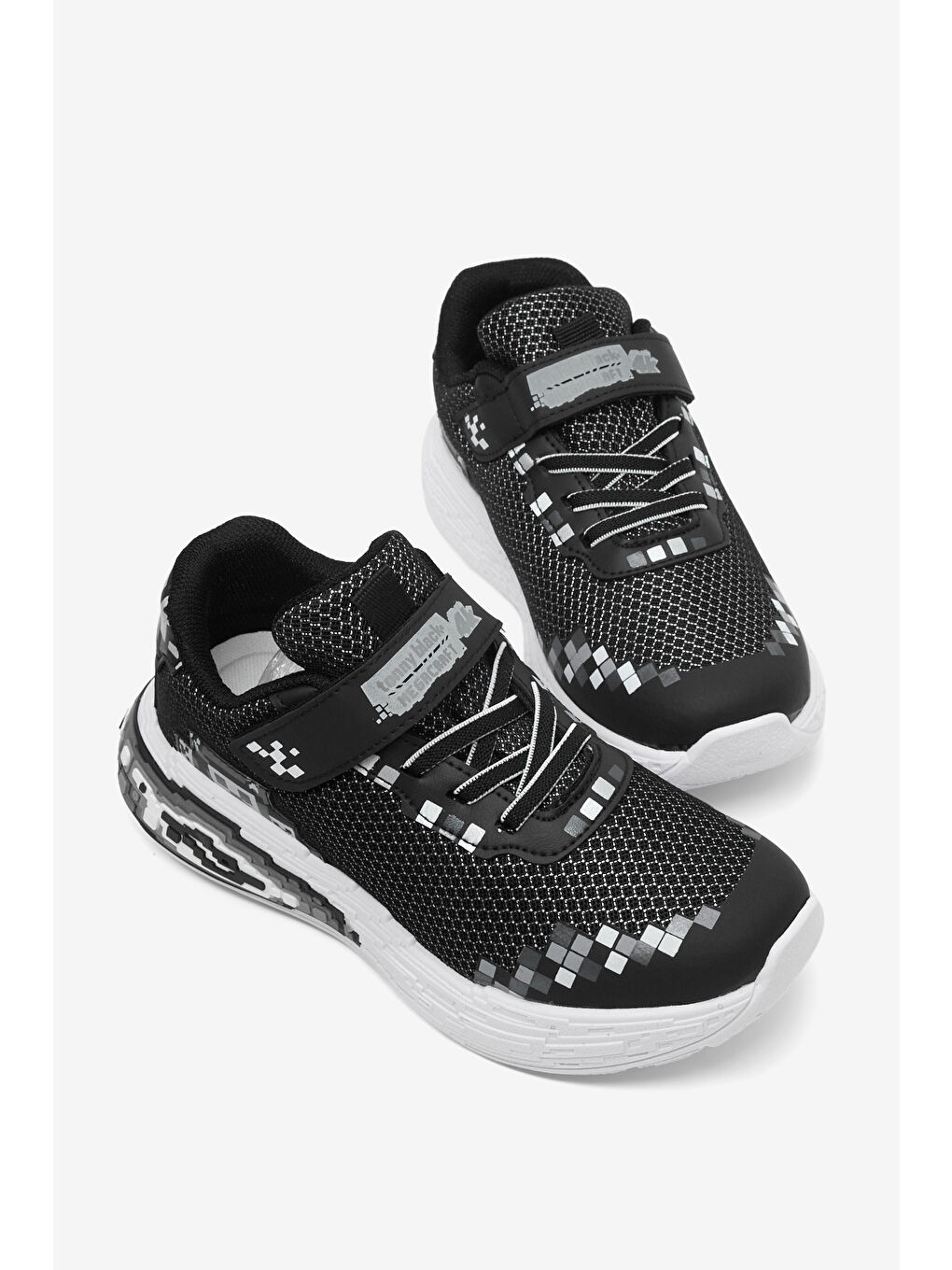 Çocuk Unisex Siyah Rahat Kalıp Nefes Alabilen Cırtlı Işıklı Sneaker-2