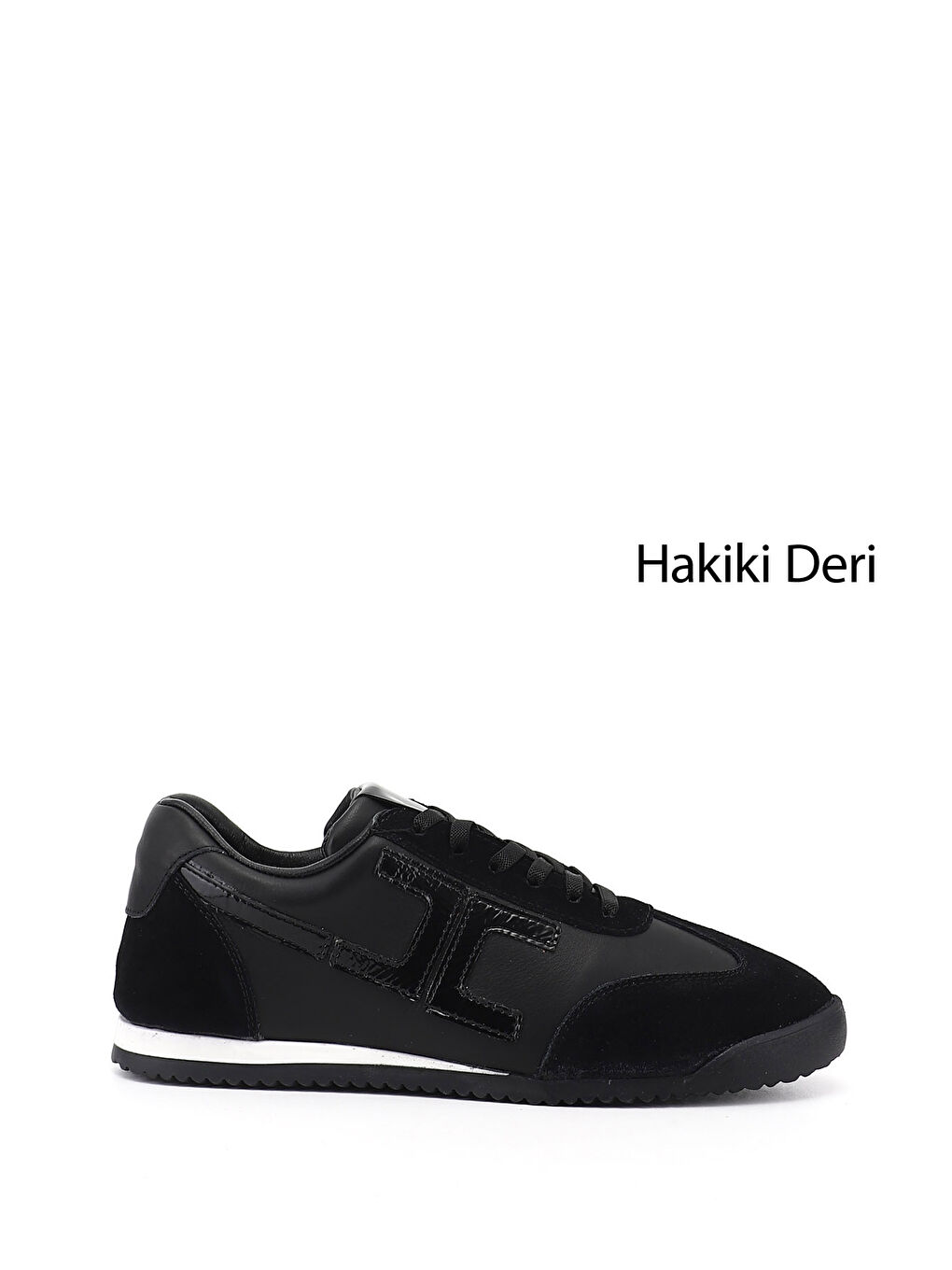Siyah Kadın SİYAH Lastik Bağcıklı Hakiki Deri Sneaker