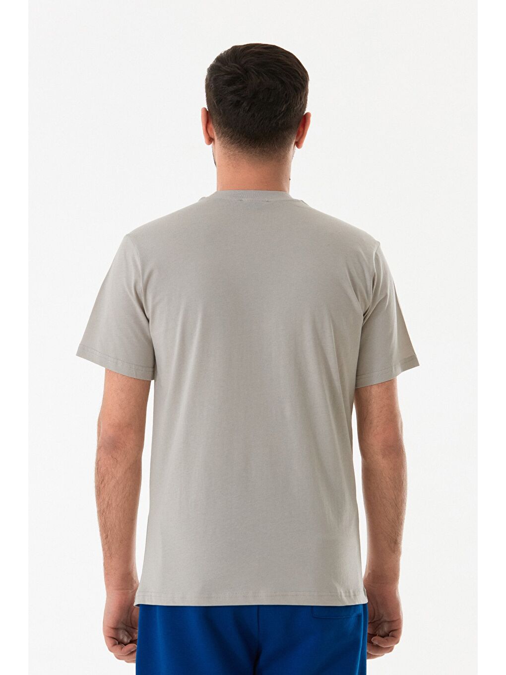 Bej Kabartma Baskılı Bisiklet Yaka Tişört-3