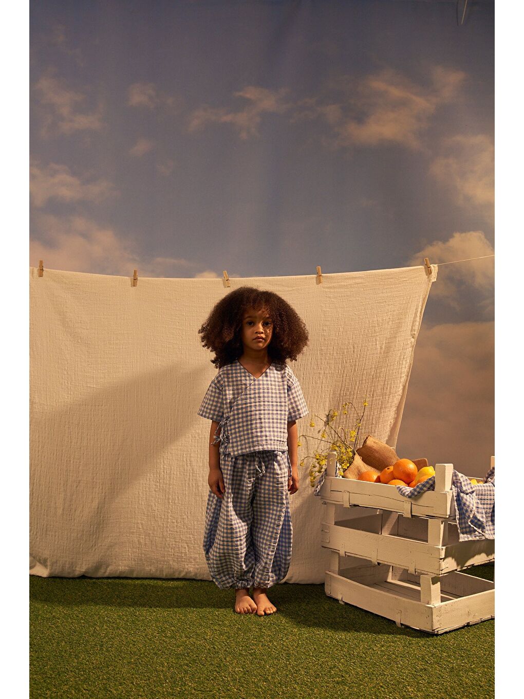 Mavi Daisy Picnic Serisi Kruvaze Takım-2