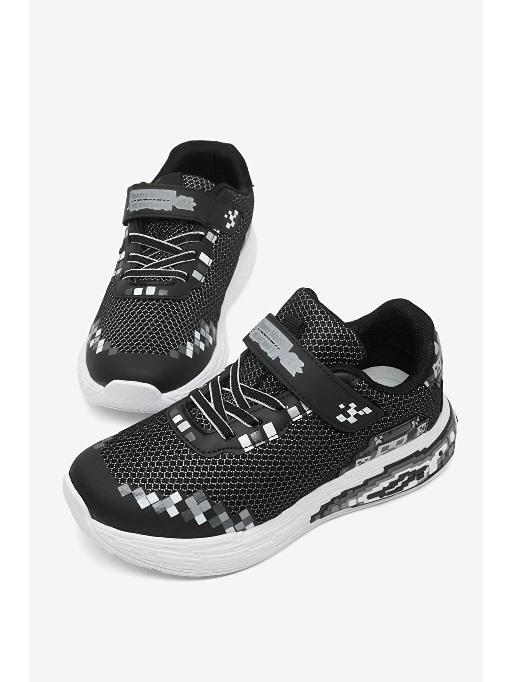 Çocuk Unisex Siyah Rahat Kalıp Nefes Alabilen Cırtlı Işıklı Sneaker-3