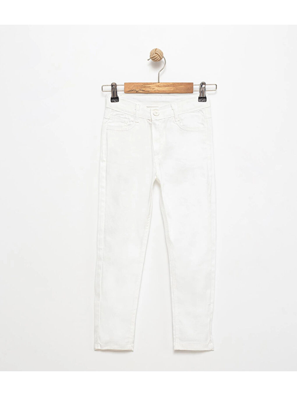 Beyaz Beli Ayarlanabilir Erkek Çocuk Pantolon 2441