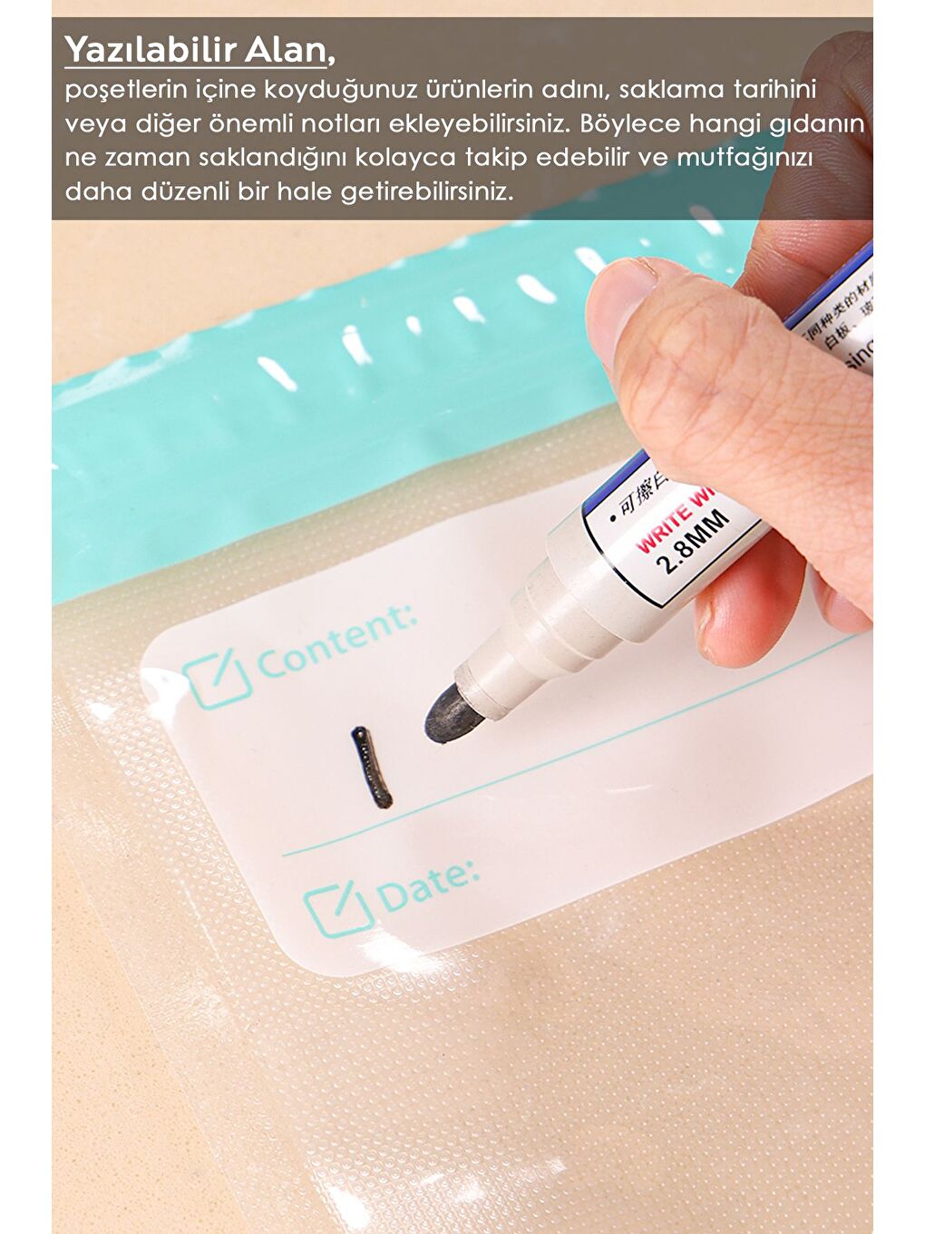 Renksiz 11 Parça Vaku mlu Gıda Saklama Torbası Seti Vakum Pompalı Kilitli Hava Almaz Vaku mlu Poşet-4