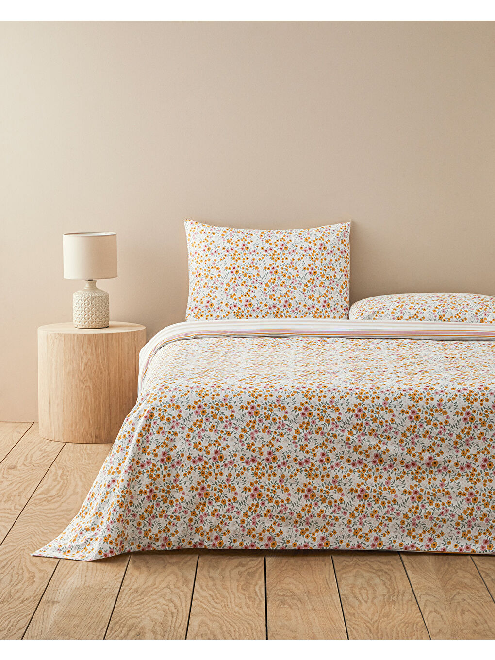 Ditsy Pamuklu Ranforce Çift Kişilik Nevresim Seti 200x220 cm Sarı