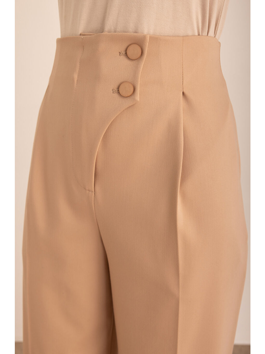 Bej Dokuma Pantolon-3