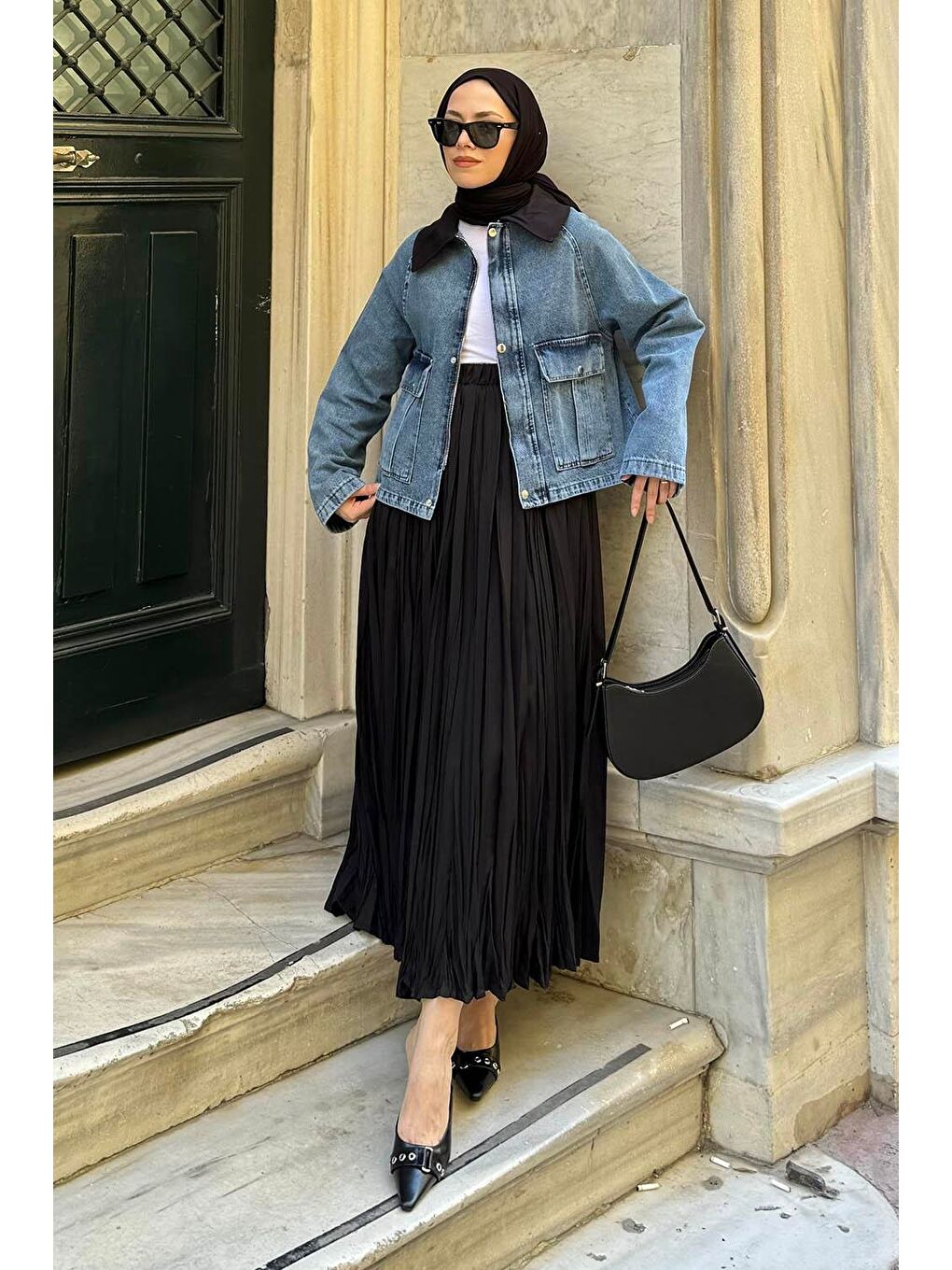 Çıtçıtlı Denim Ceket Mavi