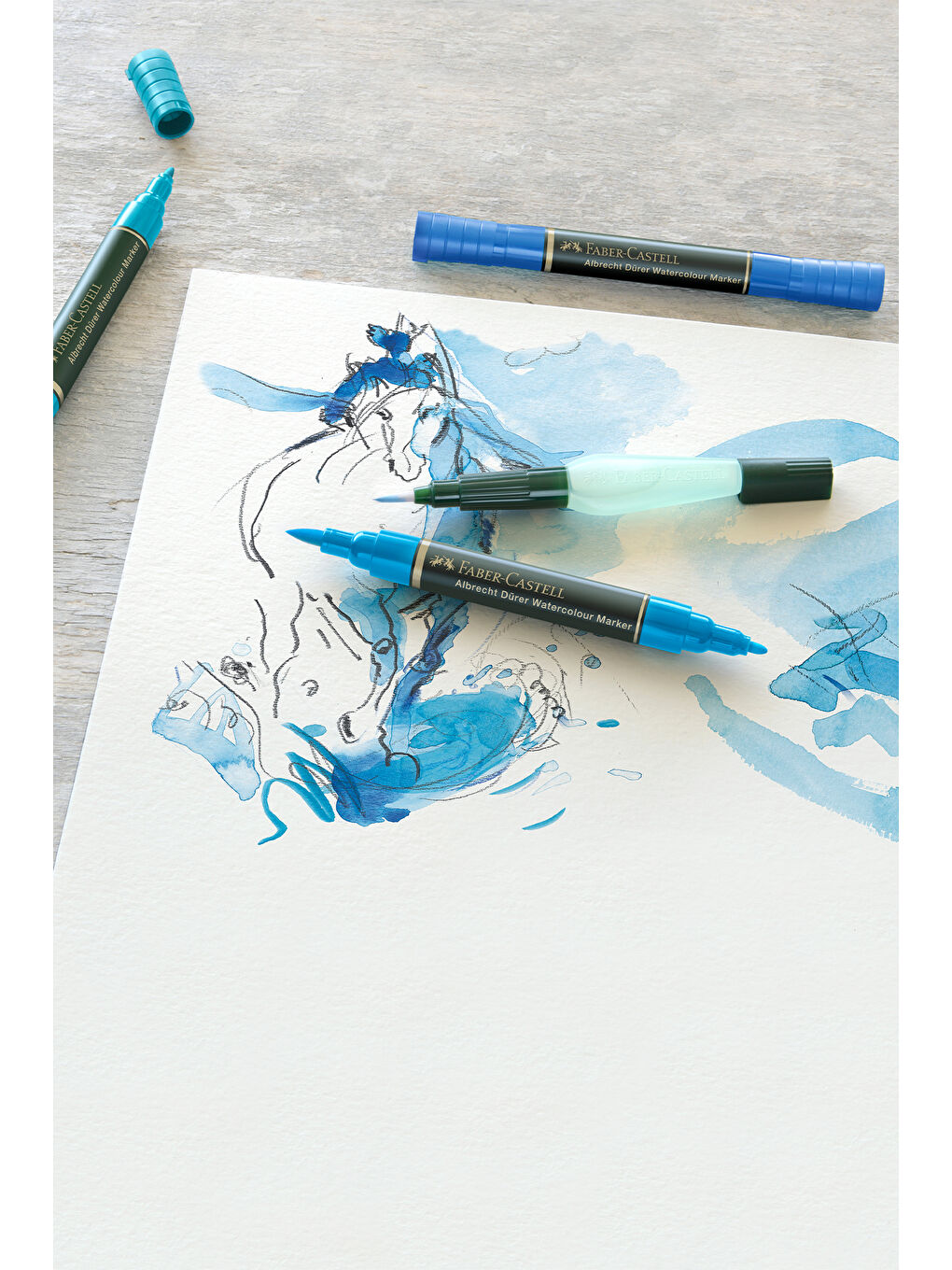 Albrecht Dürer Suluboya Markör Seti 5’li, Çift Uçlu, Yüksek Pigmentli Mürekkep,Keçe Uç-3