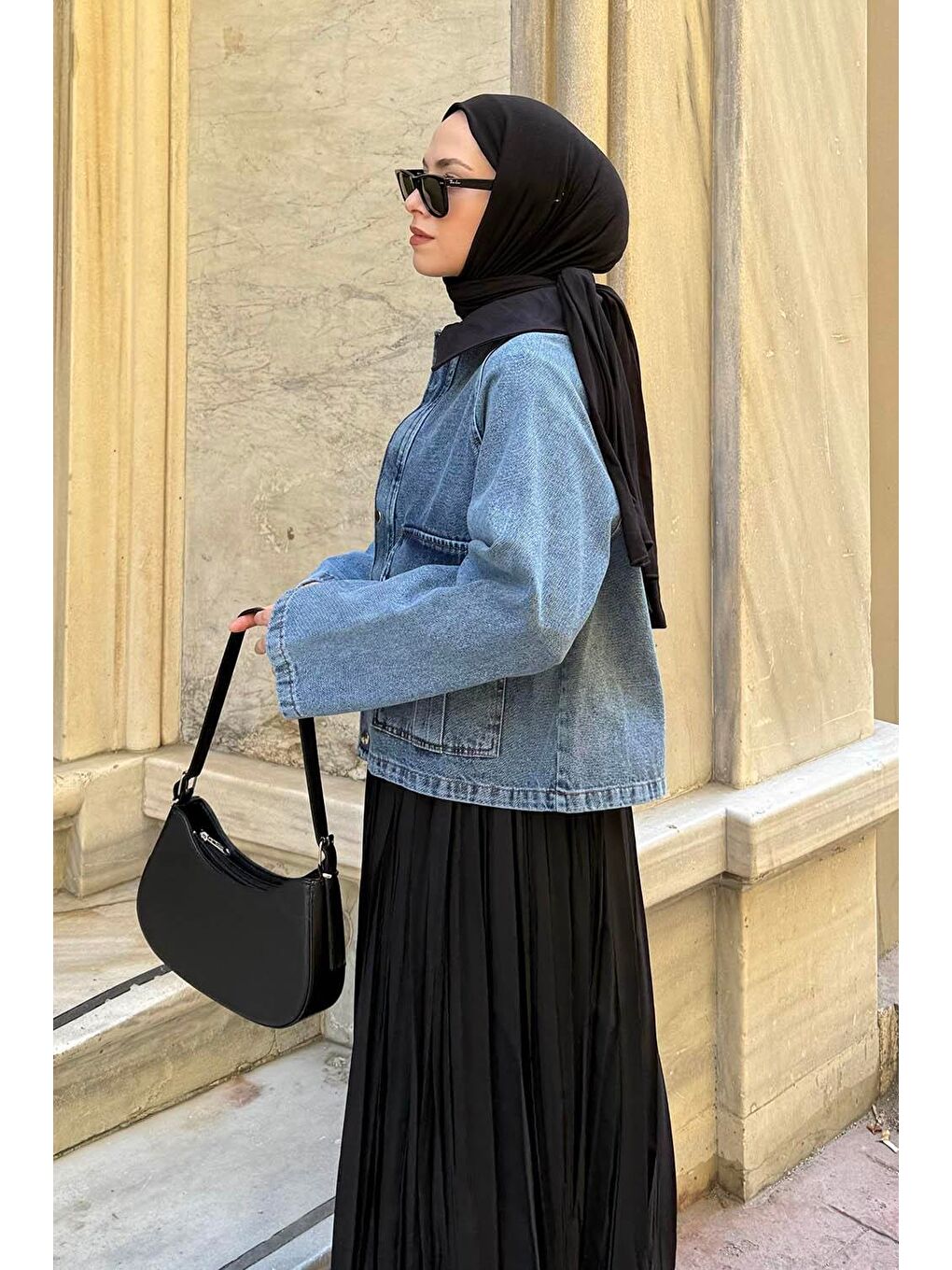 Çıtçıtlı Denim Ceket Mavi-1