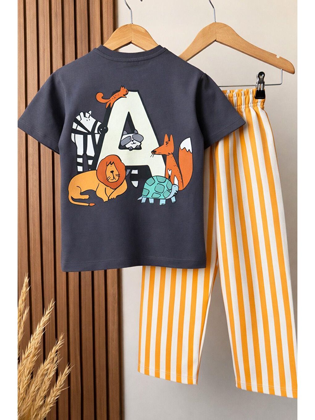 Karışık Erkek Çocuk Pamuklu Baskılı T-Shirt Ve Çizgili Takım-6