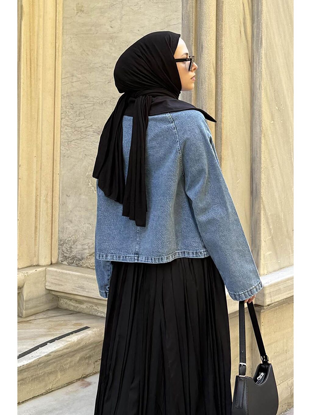 Çıtçıtlı Denim Ceket Mavi-3