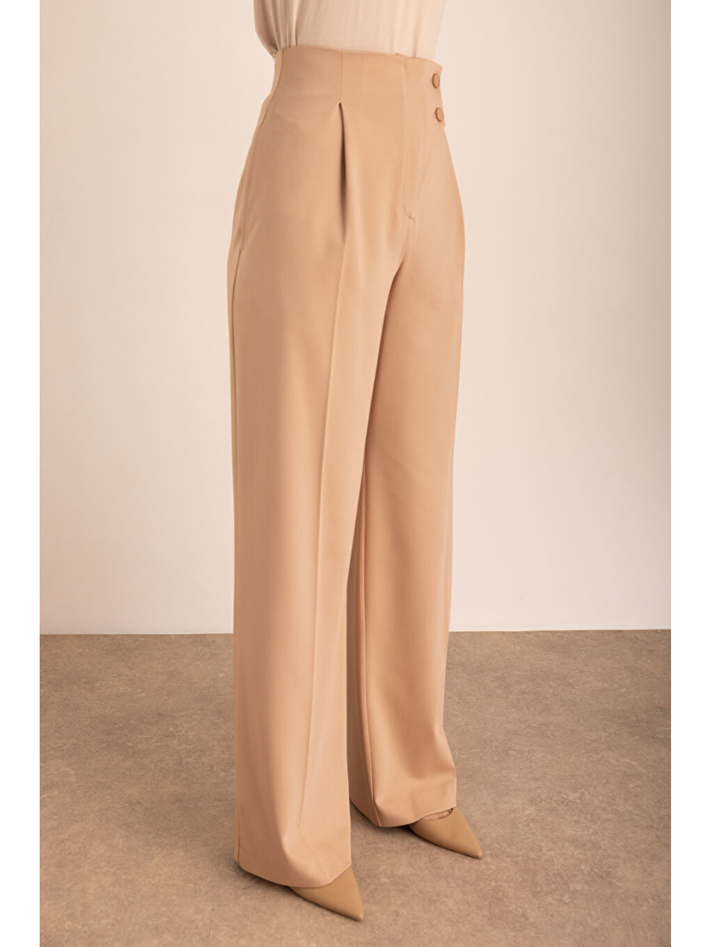 Bej Dokuma Pantolon-4