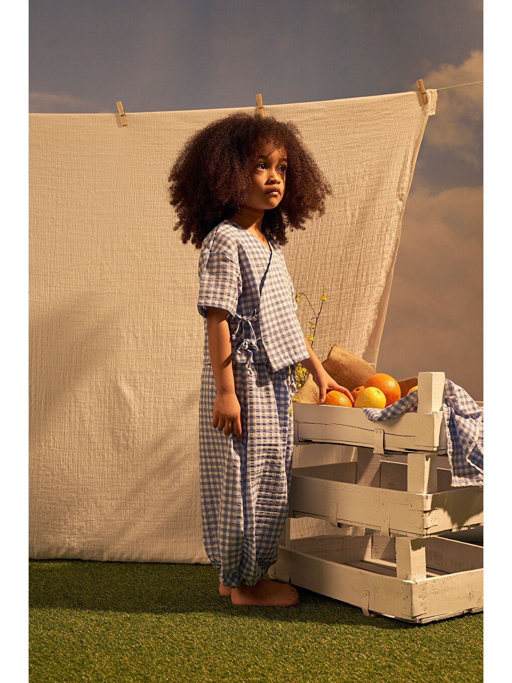 Mavi Daisy Picnic Serisi Kruvaze Takım-4