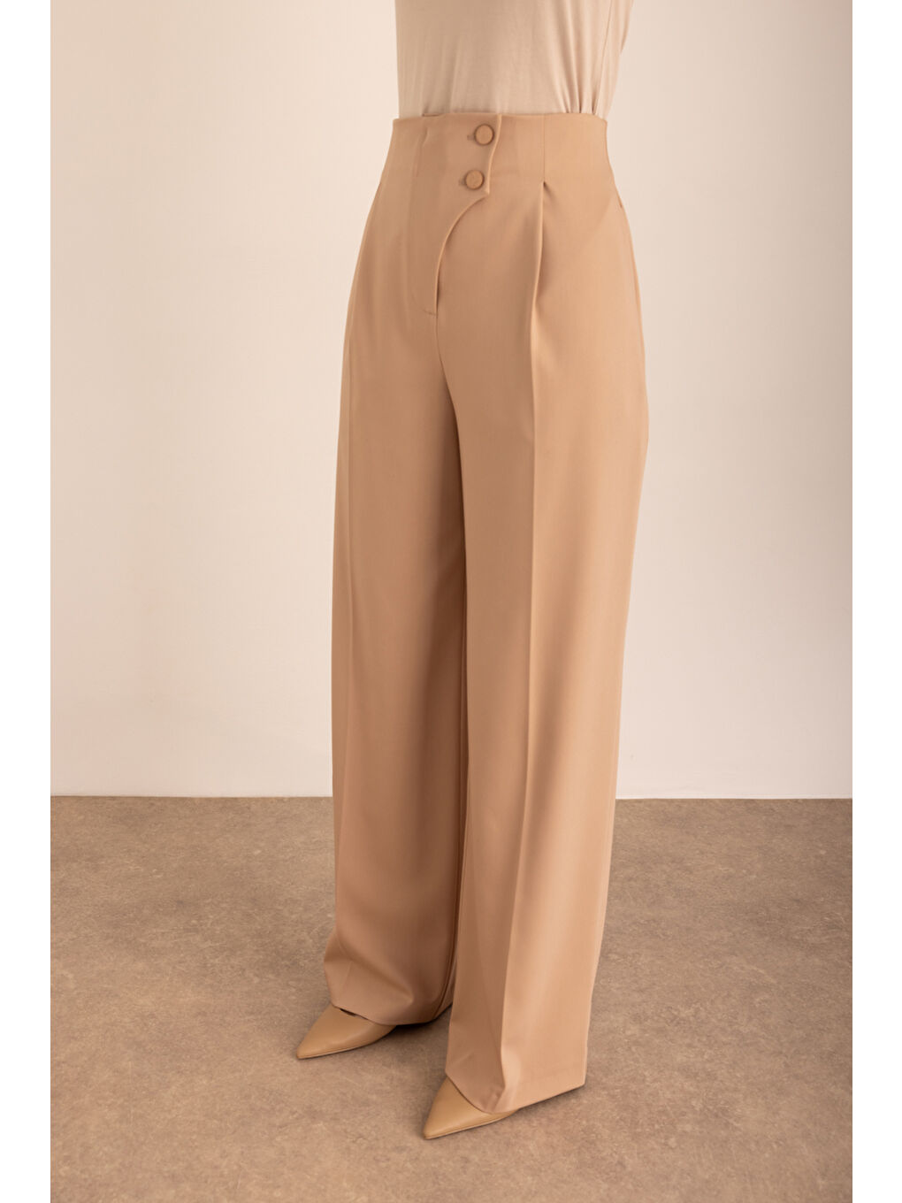 Bej Dokuma Pantolon-5