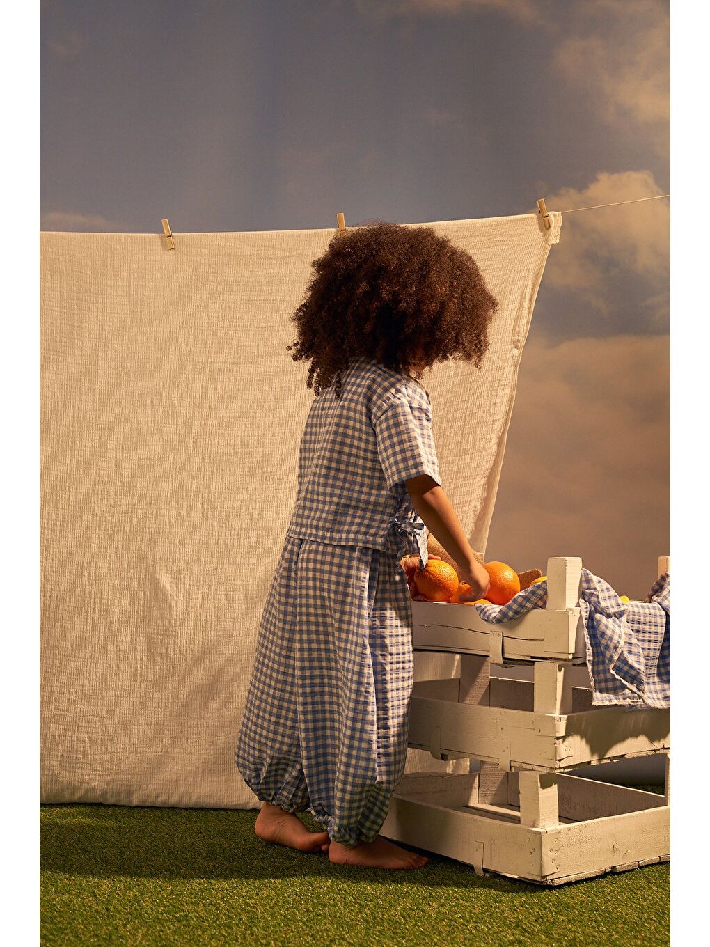 Mavi Daisy Picnic Serisi Kruvaze Takım-5