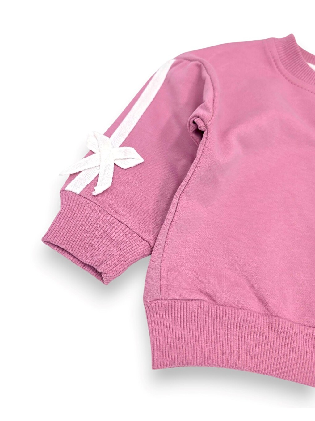 Pembe Kız Bebek Mevimlik Fiyonk Detaylı Nakışlı Mevsimlik Takım-3