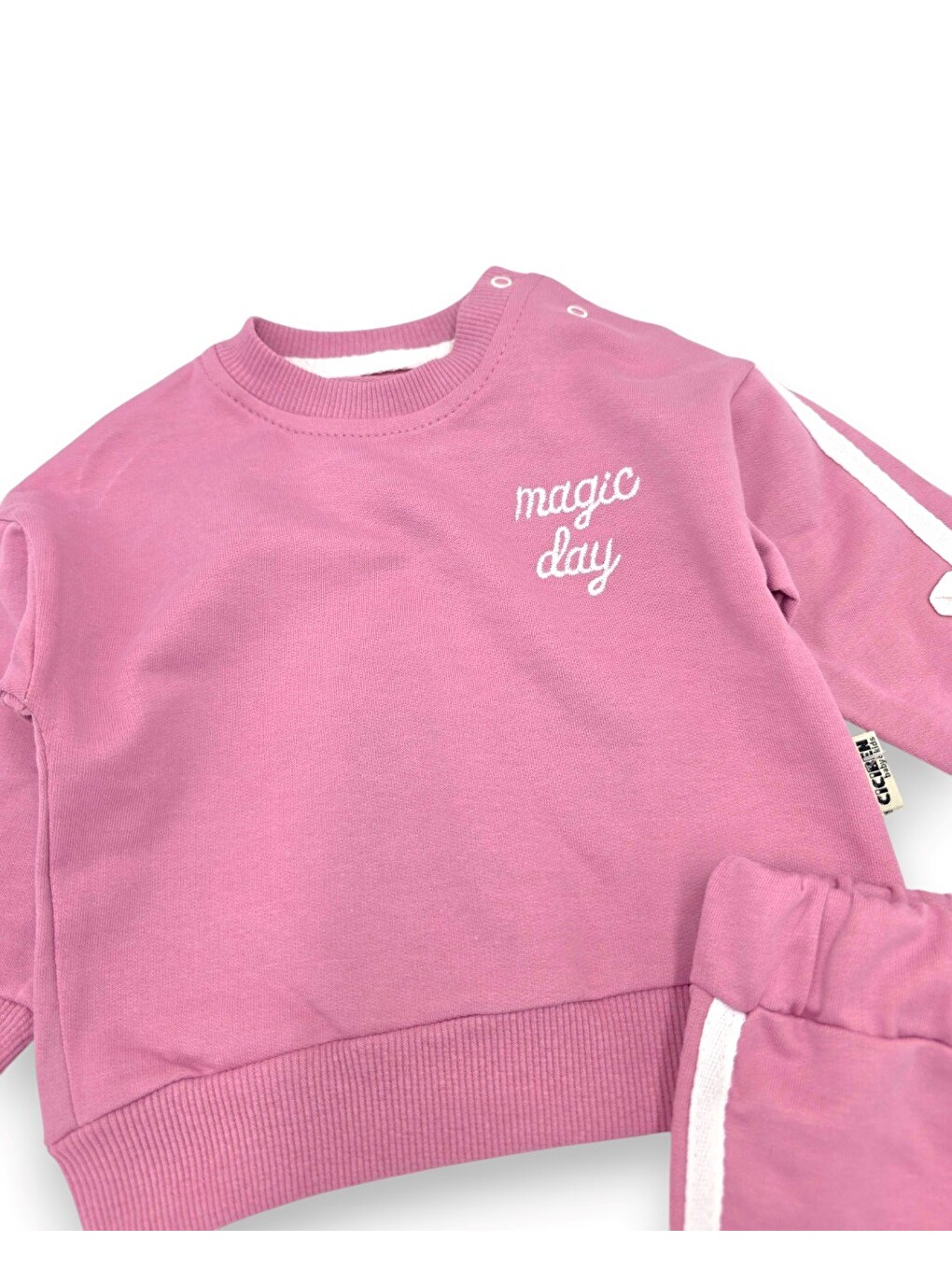 Pembe Kız Bebek Mevimlik Fiyonk Detaylı Nakışlı Mevsimlik Takım-4
