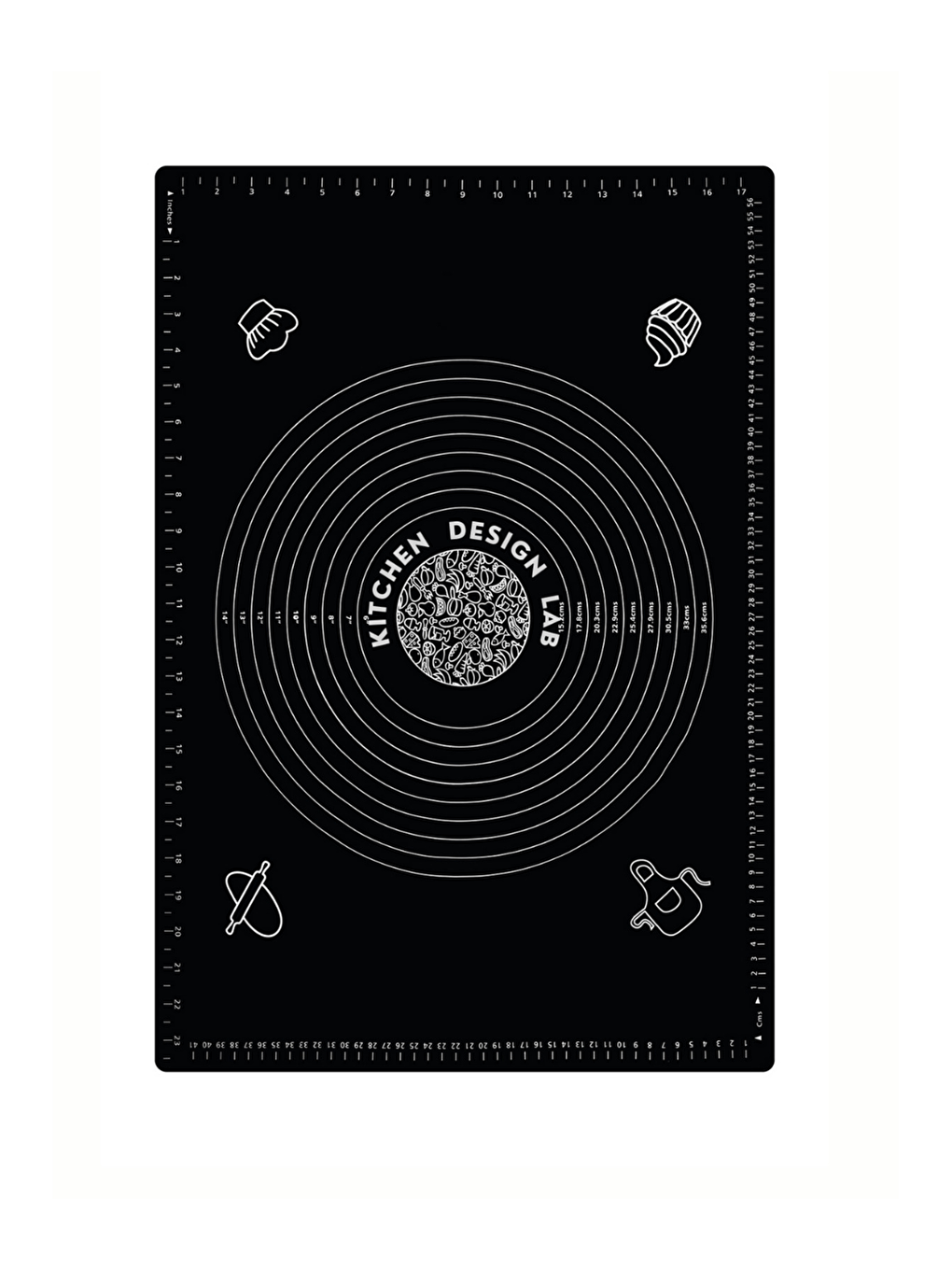 Siyah 45x65 Cm Silikon Hamur Açma Matı Ve Bambu Saplı Silikon Merdane-1