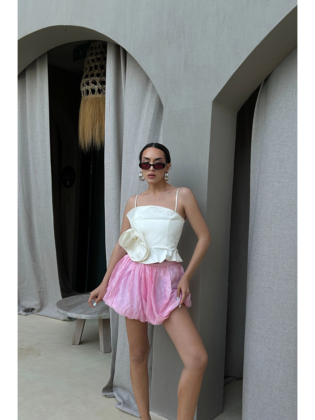 Kadın Pembe Balon Etek 1017-4139-1