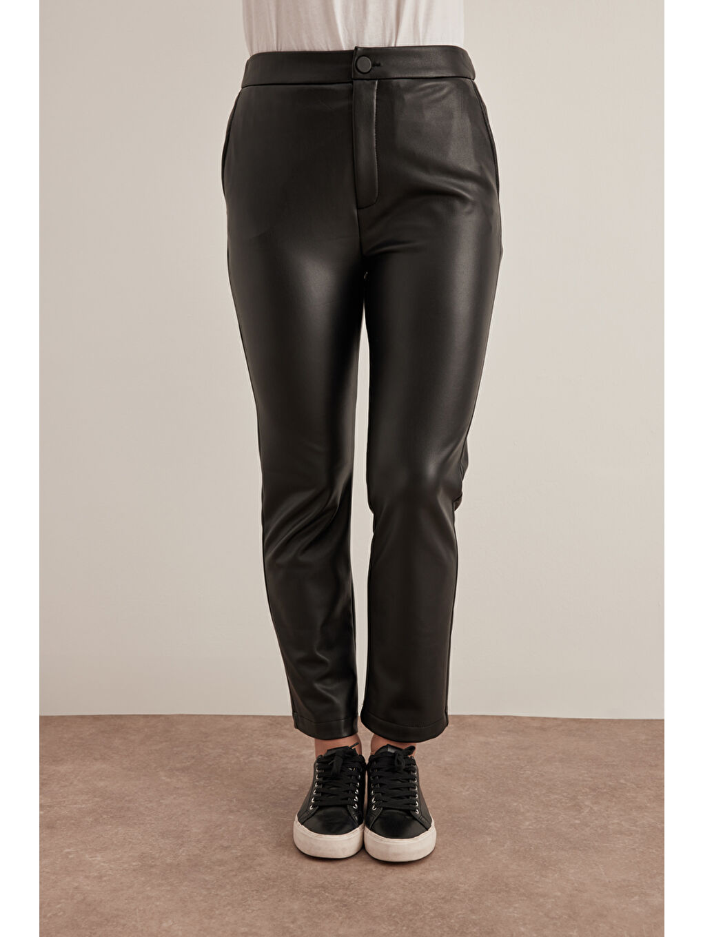 Siyah Suni Deri Pantolon-1