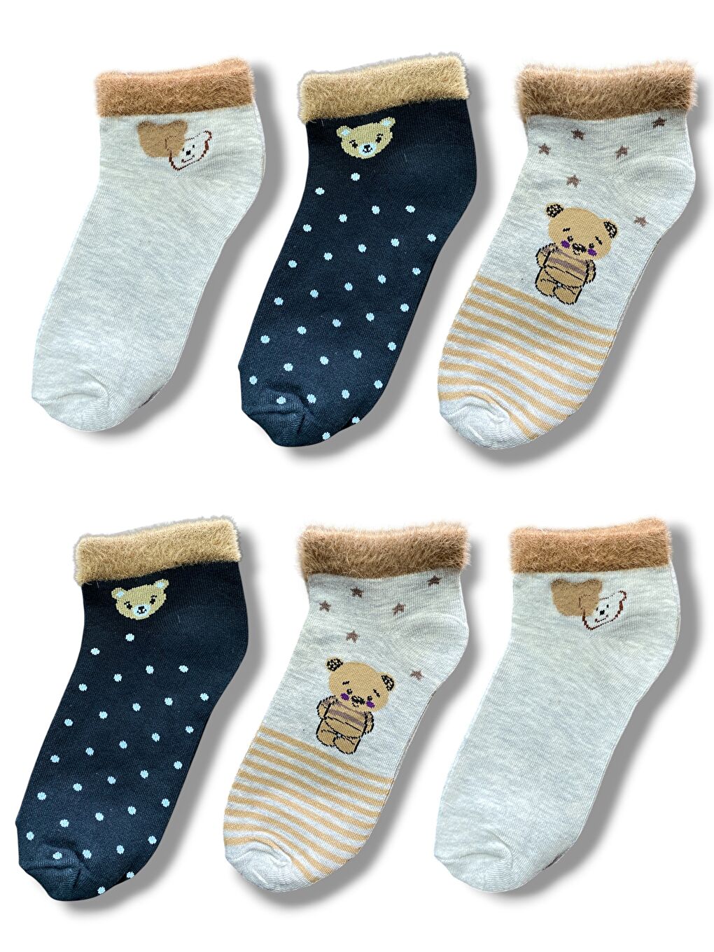 Karışık 6'lı Kadın Desenli Yumoş Kaliteli Patik Çorap