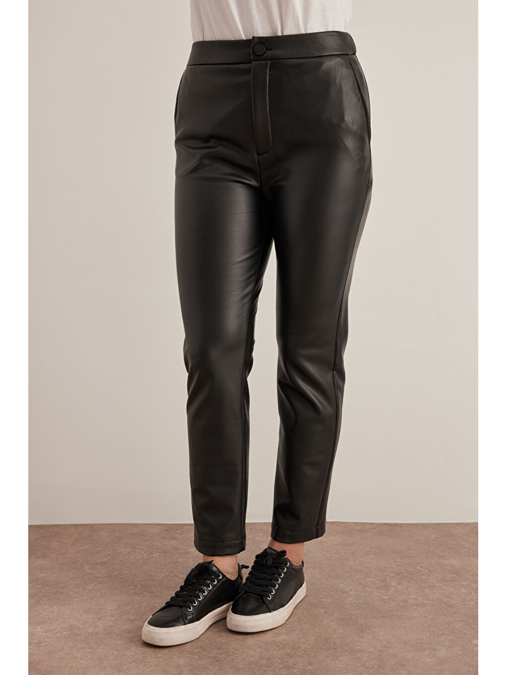 Siyah Suni Deri Pantolon-2
