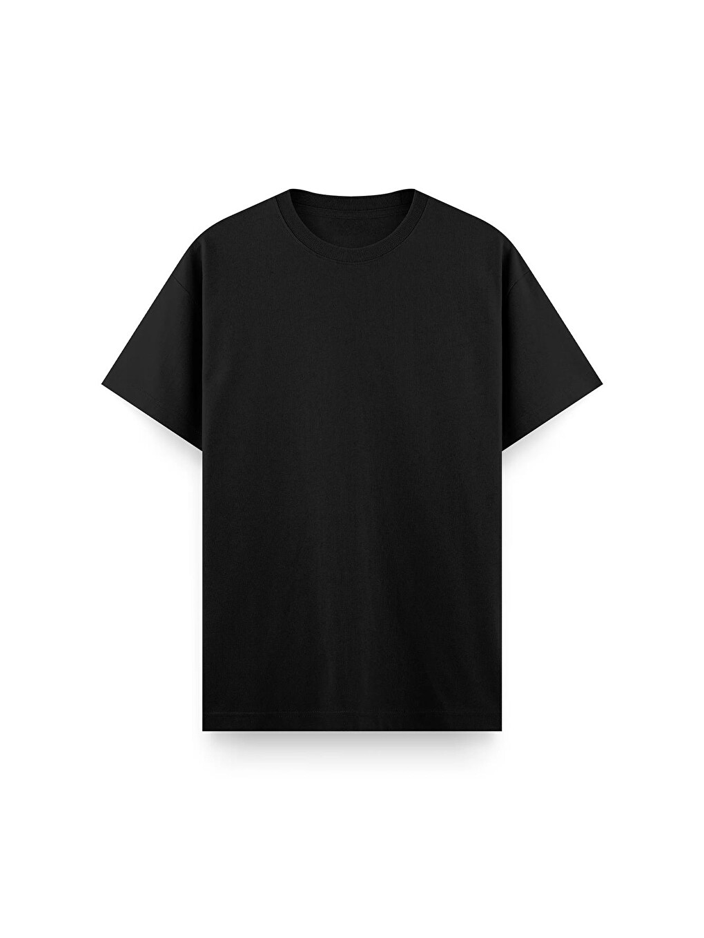Siyah Unisex "ı'm Ok" Baskılı Oversize Pamuklu Tişört - Özel Tasarım Patch Detaylı-1