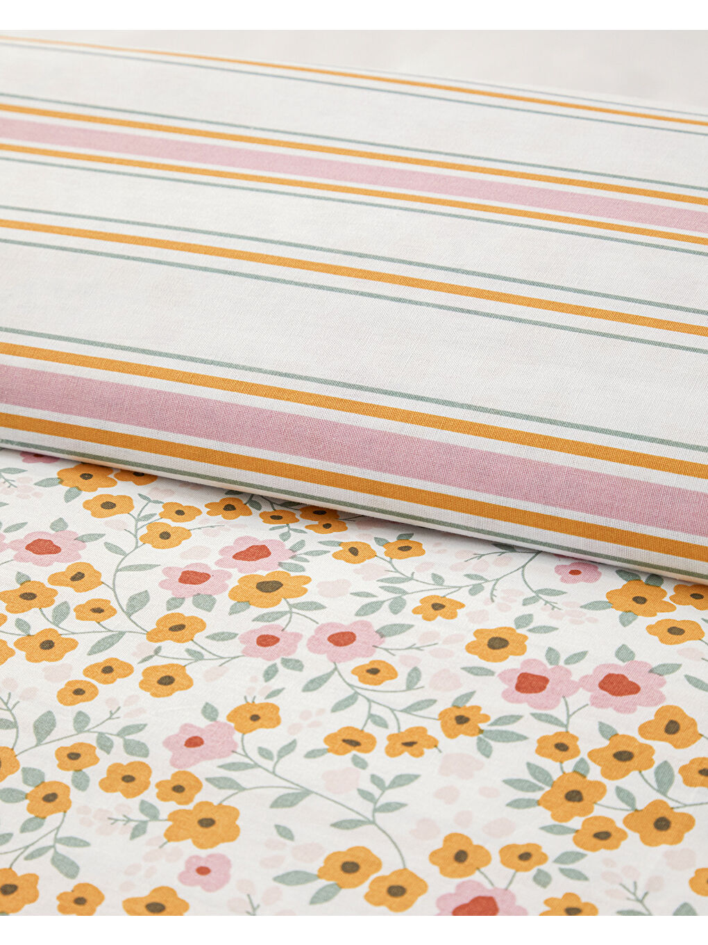 Ditsy Pamuklu Ranforce Çift Kişilik Nevresim Seti 200x220 cm Sarı-2